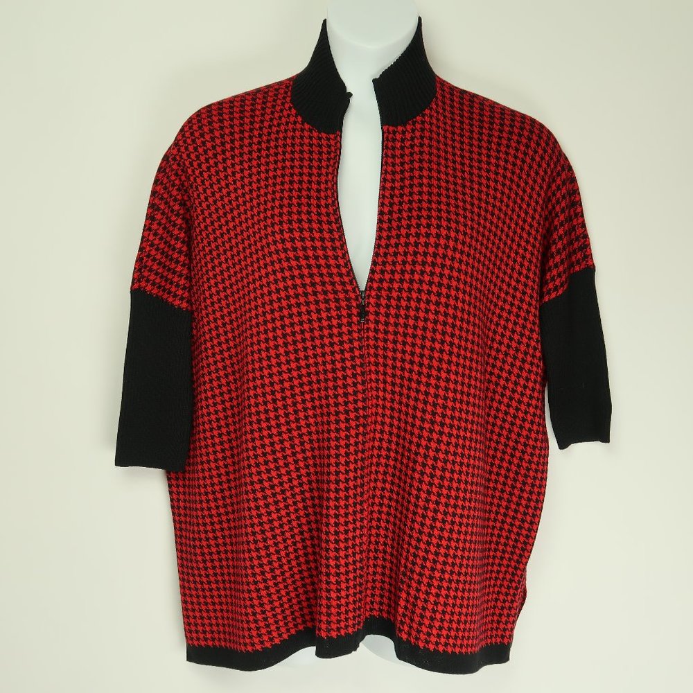 ST. JOHN SPORT Hounds-tooth Oversized Cardigan